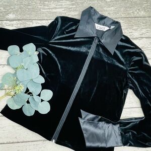 Ravel Velvet Long Sleeve Collared Zip Up Top